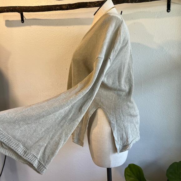 State of Claude Montana Knit Linen VNeck Bell Sleeve Slouchy Sweater Size Large - Picture 6 of 11